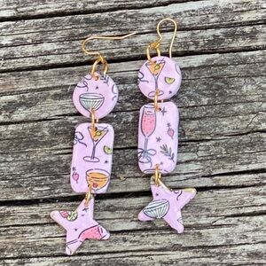 Handcrafted Chic Pink Star Dangle Earrings